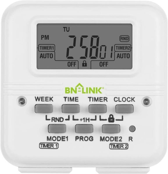 7 Day Heavy Duty Digital Programmable Timer 2Independently Plug-in Outlet Switch Carousel 9