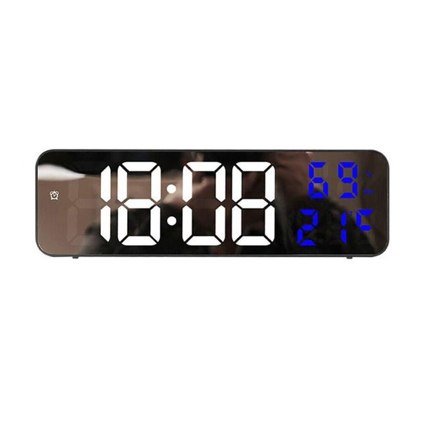 LED Display Digital Wall Clock Decor w/ Time Temperature Humidity Digital Alarm Carousel 11