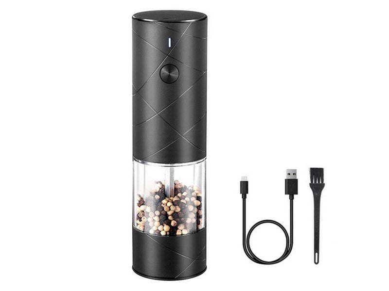 Electric Salt Pepper Grinder Set Rechargeable Adjustable Coarseness Mill Black Carousel 2