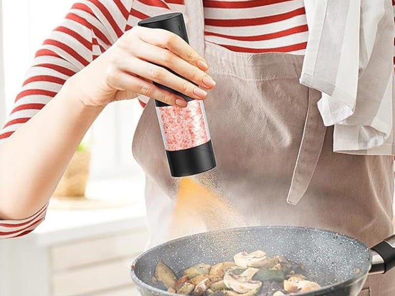 Electric Salt Pepper Grinder Set Rechargeable Adjustable Coarseness Mill Black Carousel 9