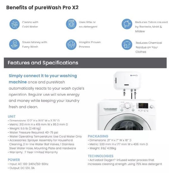 Greentech Environmental pureWash Pro Detergent Less Laundry System using ozone Carousel 2