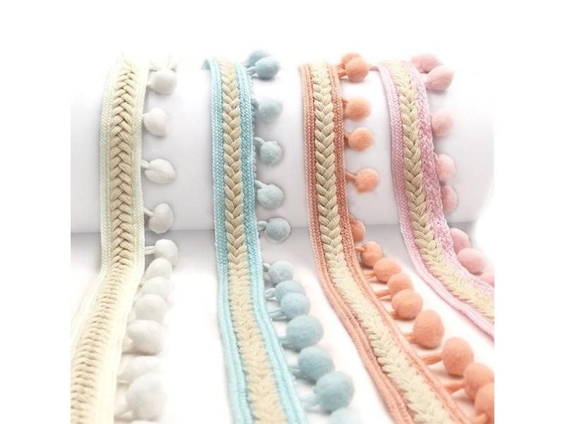 PomPom Trim Ribbon 1.2CM Pom Pom Ball Vintage Embroidered Fringe 1yard Carousel 2