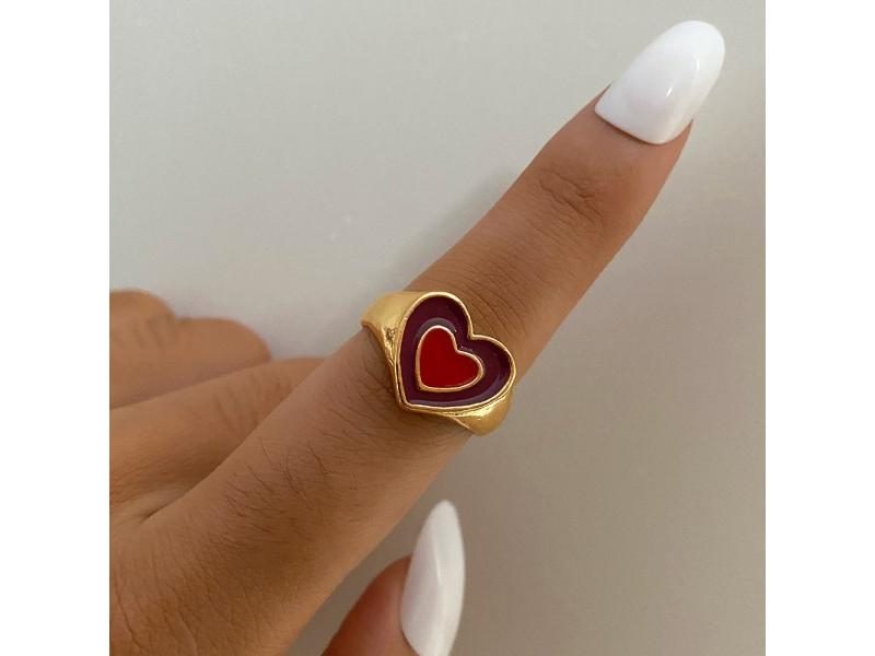 6Pcs Green Embrace Hands Rings Set For Women Metal Paint Coating INS Style Love Carousel 1