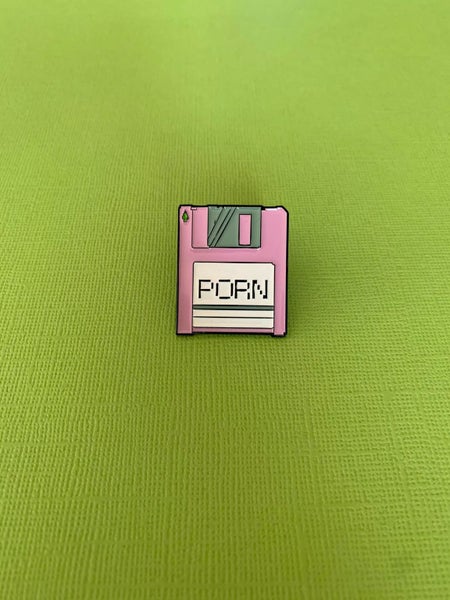 Retro Porn Floppy Disk - Funny bold enamel pin Carousel 1
