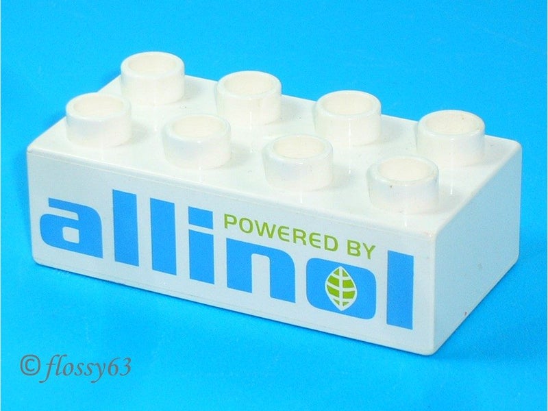 ®™DUPLO - 1 x White Brick 'POWERED BY allinol' (Disney Cars) ~Retired Nov 2012~ Carousel 1