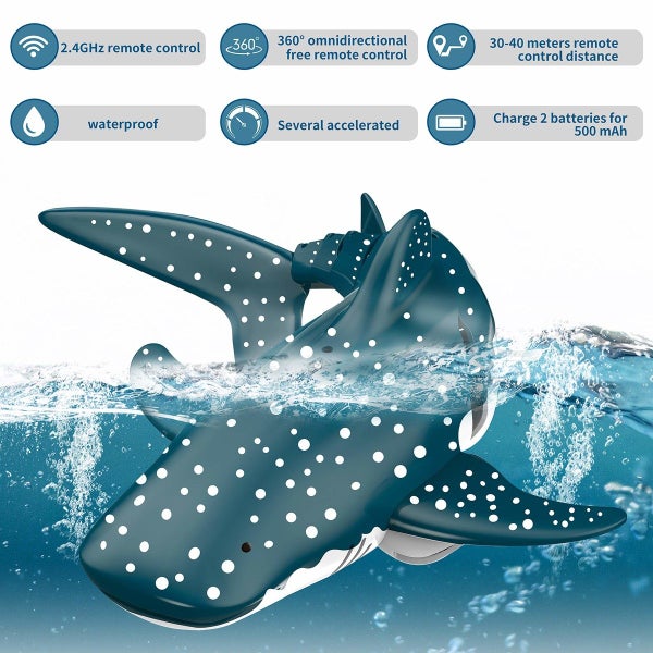 Remote Control Shark Toy Remote Control Boat for Pool Shark Toys Dual Batteries Carousel 13