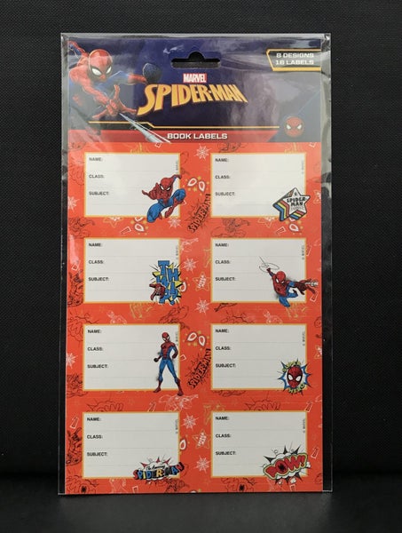 ** SCHOOL BOOK LABELS ** Spider-Man (16 Labels) Carousel 1