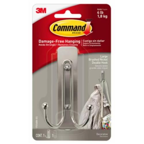 3M 11239 Command Hook 17036BN-ES Large Double Brushed Nickel [7100339637] Carousel 1