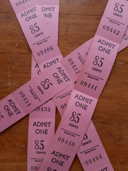 85c Pink Admit One Authentic Old Vintage Tickets- Great Ephemera for Journals Carousel 3