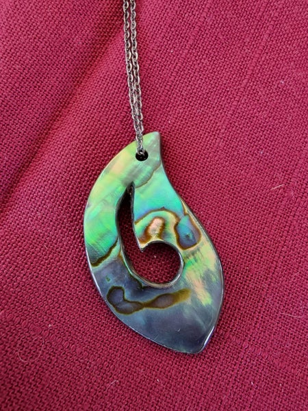 Unique Paua Shell Pendant on Silver Chain Carousel 1