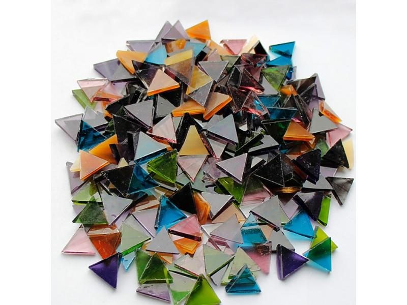 50g Clear Glass Mosaic Tiles Triangular Stained Mosaic Piece DIY Mosaic Making Carousel 1