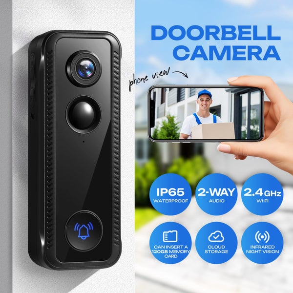 Smart Doorbell Camera Wireless Video WiFi Security Door Bell 2K HD Motion Sensor Carousel 1