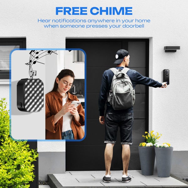 Smart Doorbell Camera Wireless Video WiFi Security Door Bell 2K HD Motion Sensor Carousel 10