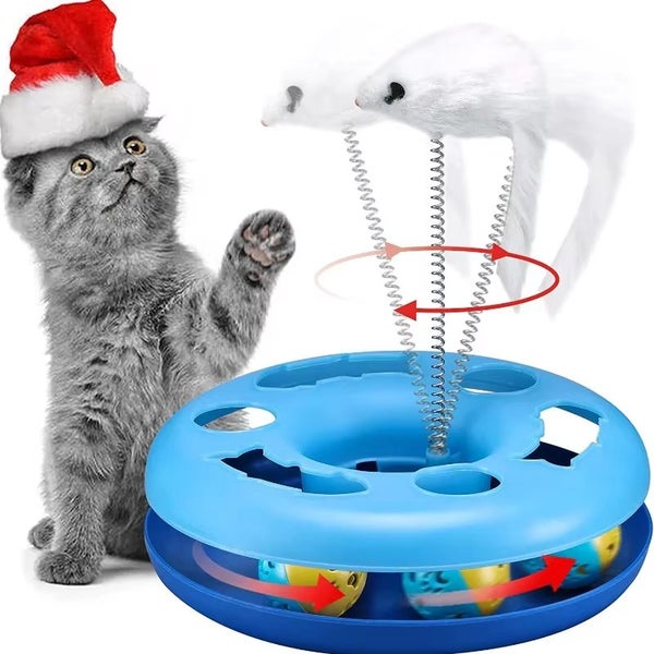 Funny Cat Toys for Indoor Cats Interactive Kitten Toys Roller Tracks with Catnip Carousel 2