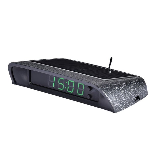 LED Digital Solar Powered Car Clock Thermometer Time Display With Night Light Carousel 2