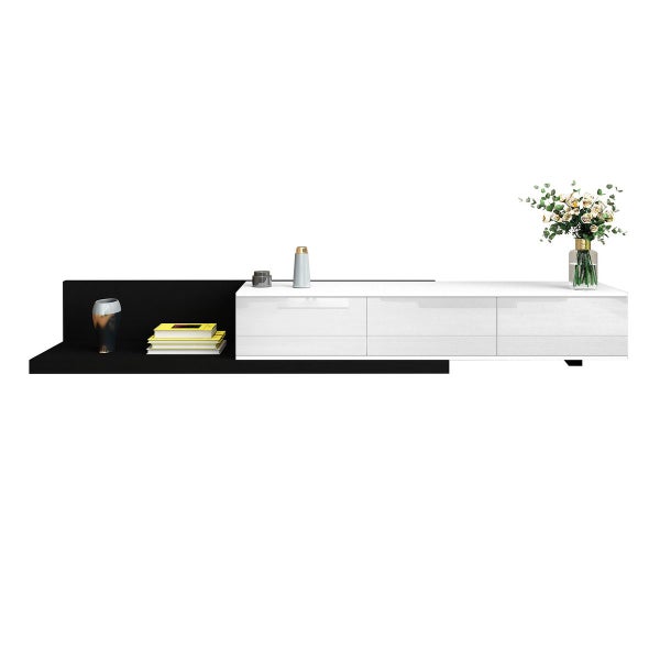 TV Unit Stand Cabinet Extendable Entertainment Console Side Table Black White Carousel 18