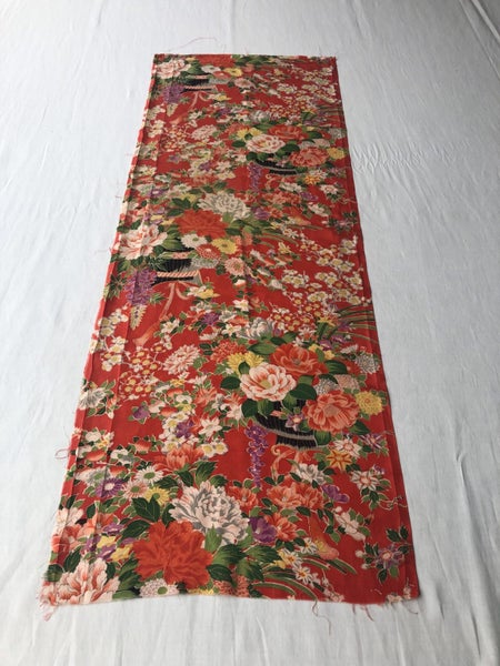 Vintage Japanese Silk Old Kimono Panel Floral Fabric Piece Carousel 1