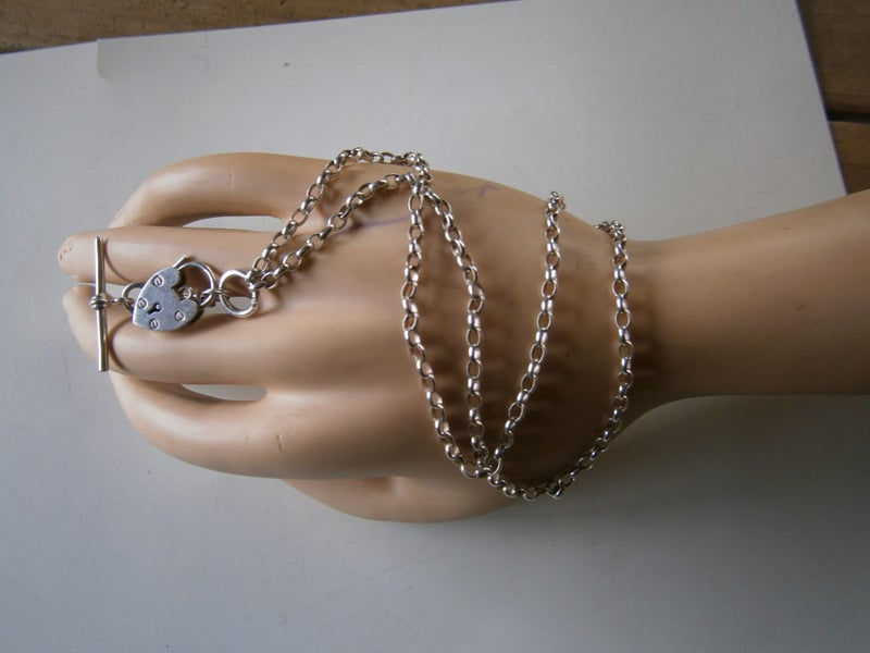 STG.SIL FOB CHAIN NECKLACE WITH T-BAR & PADLOCK (15.25gms) Carousel 2