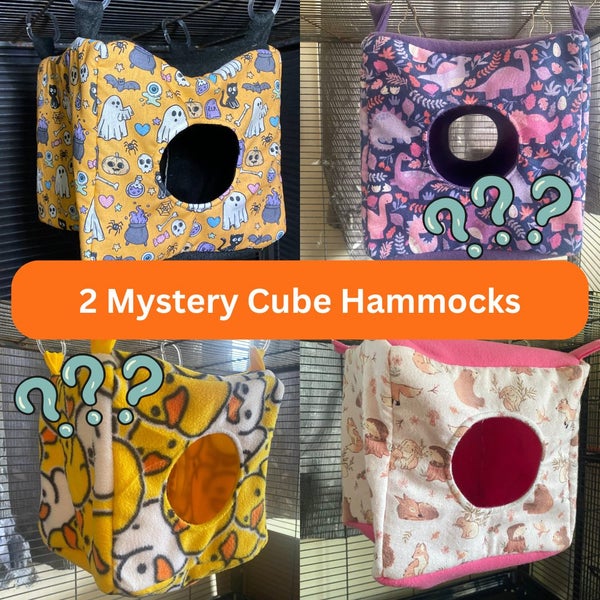 2 Mystery Cube Rat Hammocks - Hooks Included! Carousel 1