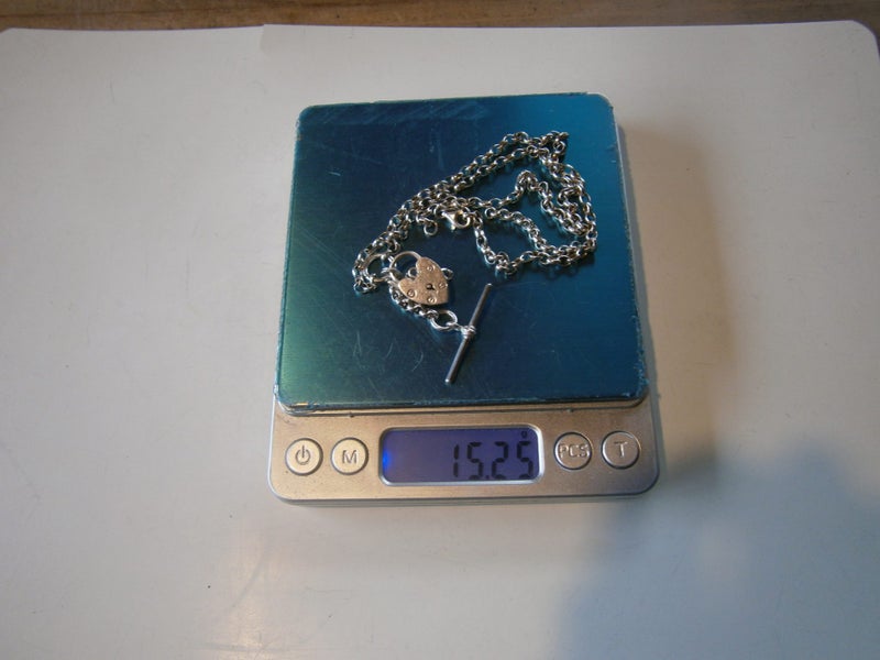 STG.SIL FOB CHAIN NECKLACE WITH T-BAR & PADLOCK (15.25gms) Carousel 9
