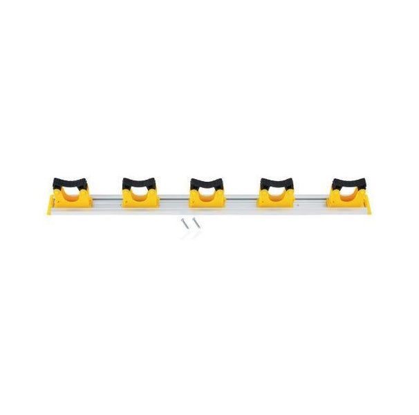 Aluminium and Plastic Broom Mop Rack Adjustable Grey Black Yellow Carousel 2
