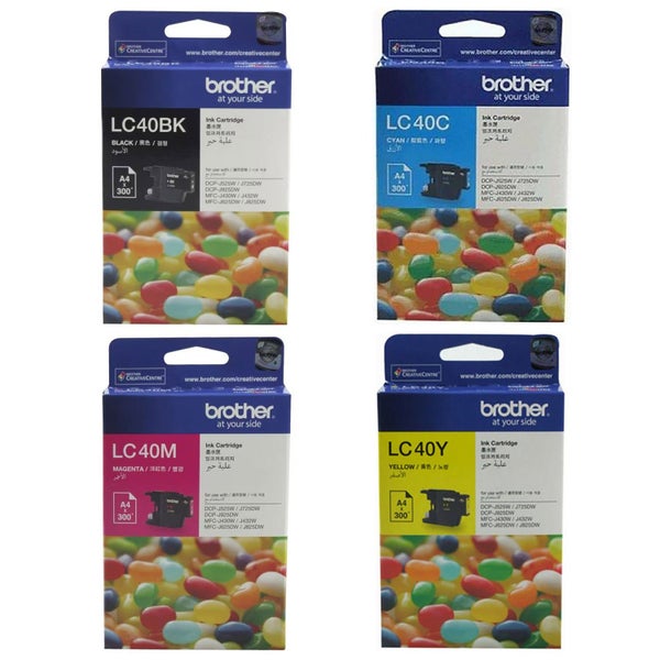 Brother LC-40 Black Cyan Magenta Yellow 4 Ink Cartridge LC40 Value Pack Carousel 1