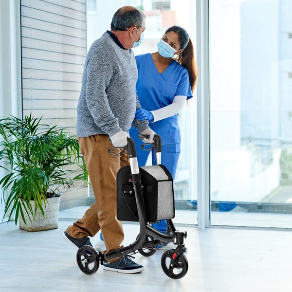 3 Wheel Rollator Walker Folding Aluminum Rolling Walker w/ Zippered Storage Bag Carousel 2