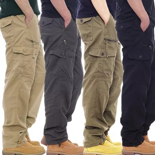 Simple Cotton Men's Casual Overalls With Elastic Waist And Multi-pockets Carousel 2