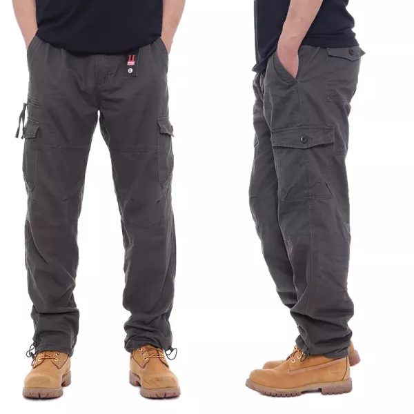 Simple Cotton Men's Casual Overalls With Elastic Waist And Multi-pockets Carousel 1