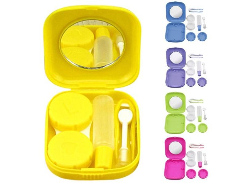 New Mini Square Contact Lens Case With Mirror Women Colored Contact Lenses Box Carousel 2