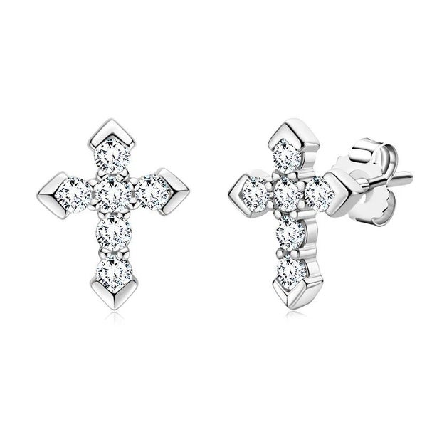 925 Sterling Silver Moissanite Arrow Cross Earrings Trend Fashion Hip-Hop Eur... Carousel 1