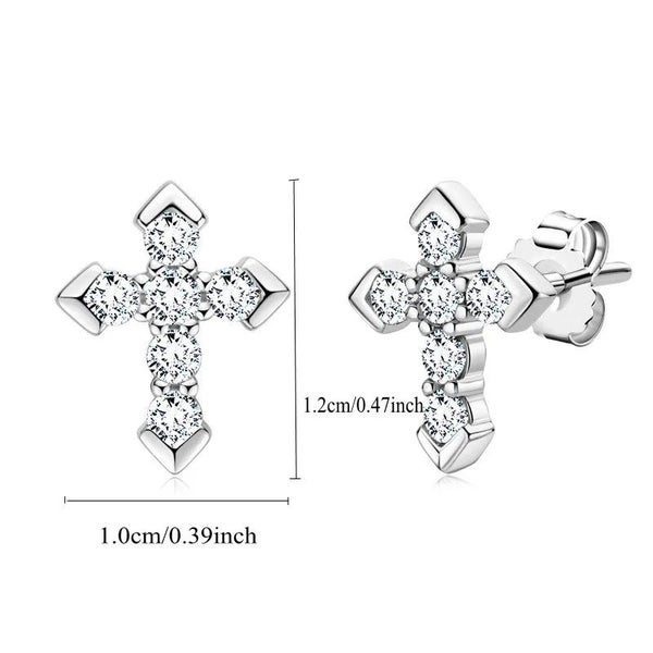 925 Sterling Silver Moissanite Arrow Cross Earrings Trend Fashion Hip-Hop Eur... Carousel 6