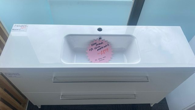 1200 Frank Slim 2 Draw Floorstanding with Single Basin in Matte White Vanity Carousel 2