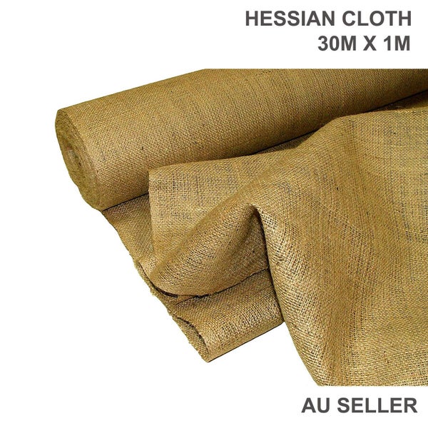 30mx1m Hessian Jute Cloth Fabric Sacking Rug Carpet Natural Vintage Burlap Event Carousel 1