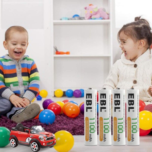 EBL 4 Pack Rechargeable AAA Batteries 1100mAh 1.2V Ni-MH Triple A Battery NiMH Carousel 7