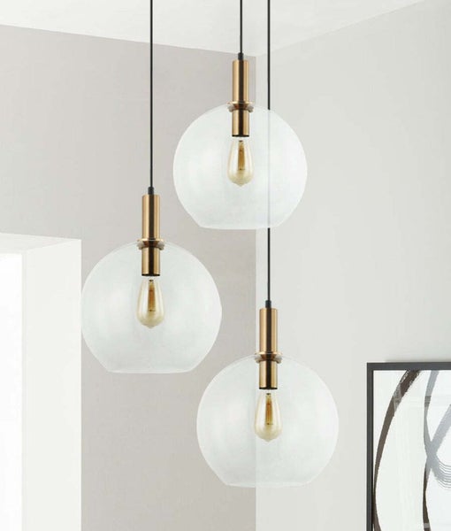 PATERA: Interior Glass with Extended Bronze Highlight Pendant Lights Clear Carousel 1