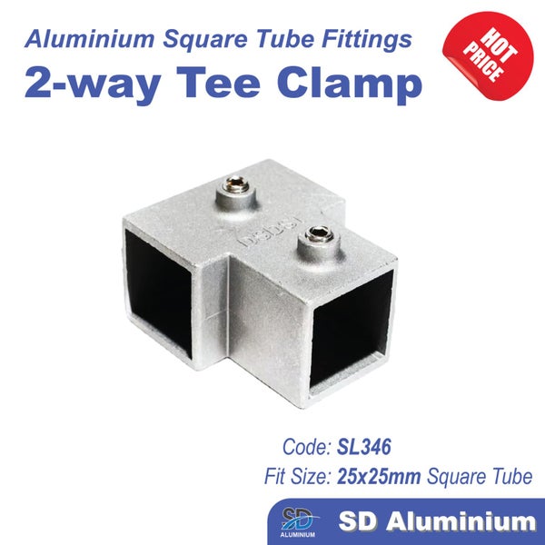 Aluminium Key Clamp - 2-way Tee Clamp - For 25mm & 30mm Square Hollow Carousel 1