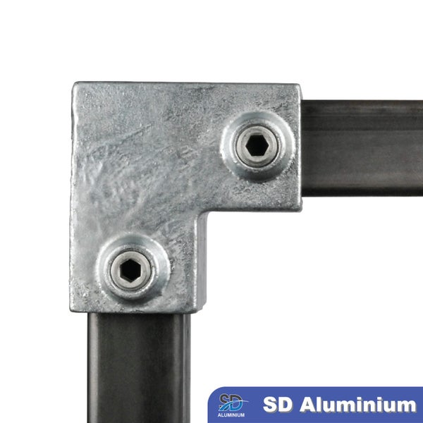 Aluminium Key Clamp - 2-way Elbow Clamp - For 25&30mm Square Hollow Carousel 2
