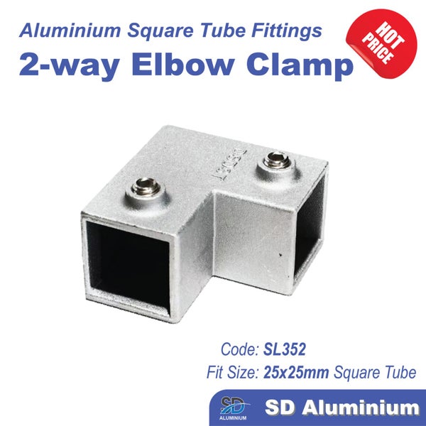Aluminium Key Clamp - 2-way Elbow Clamp - For 25&30mm Square Hollow Carousel 1