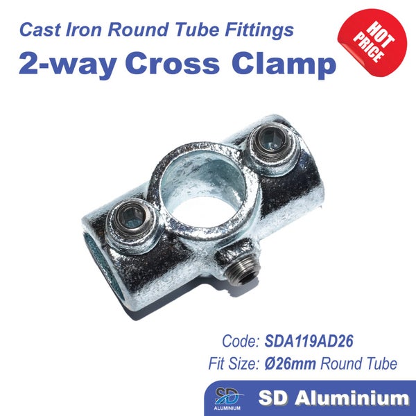 Cast Iron Key Clamp - 2-way Cross Clamp - Range of Compatible Tube Sizes Carousel 1