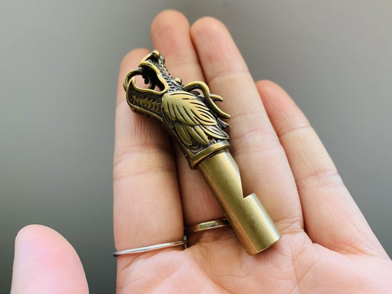 Antique Style Cute Solid Dragon Head Whistle Key Chain Pedant Carousel 2
