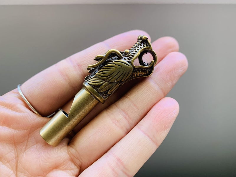 Antique Style Cute Solid Dragon Head Whistle Key Chain Pedant Carousel 5