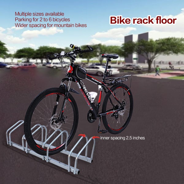 Mountain Bike Stand 3 Slots Black Cycle Rack Floor Mount(7.5cm Gap) Carousel 3