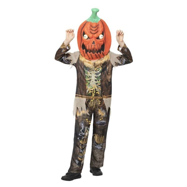 Pumpkin Scarecrow Reaper Costume Child Brown Orange Carousel 1