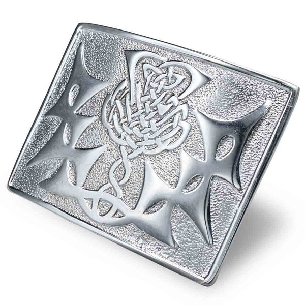 Highlander Triquetras Thistle Kilt Belt Buckle Silver Scottish Classic Design Carousel 2