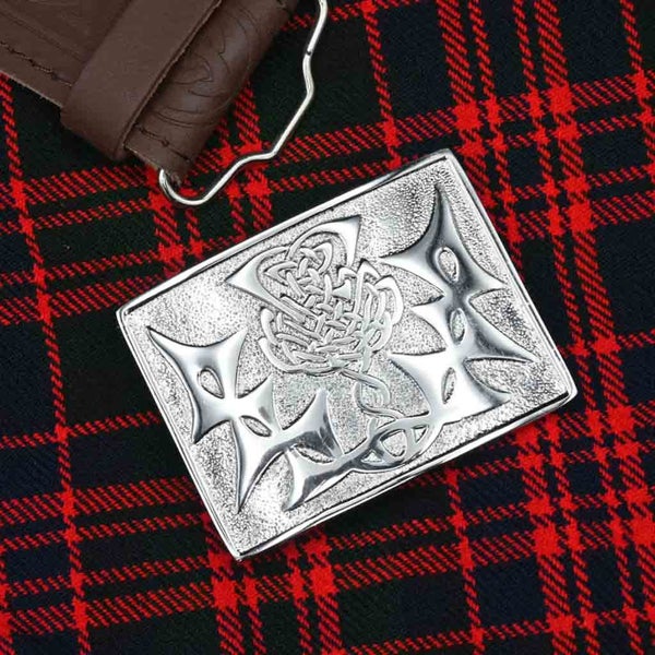Highlander Triquetras Thistle Kilt Belt Buckle Silver Scottish Classic Design Carousel 7
