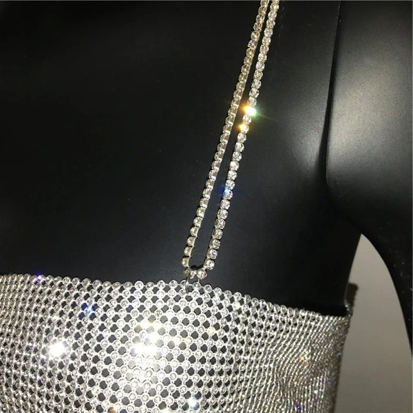 Diamante Crop Top - Super Sparkly Crystals, Club Wear, Fun, Sexy, Naughty Carousel 7