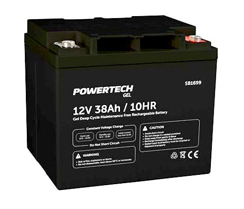 1 x Powertech 12V 38Ah GEL Deep Cycle Battery Carousel 1