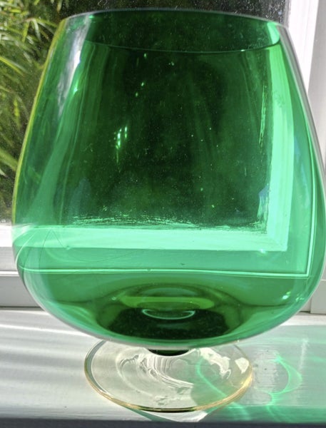 Spectacular Racing Car Green RETRO Art Glass Brandy Balloon VASE Carousel 2
