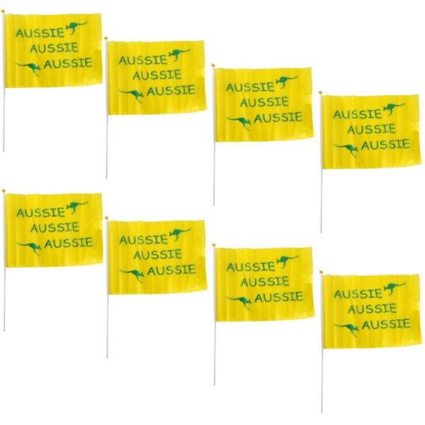Aussie Hand Flags - 8 Pack (14x21cm) | Yellow Durable Australian Flag for Eve... Carousel 1